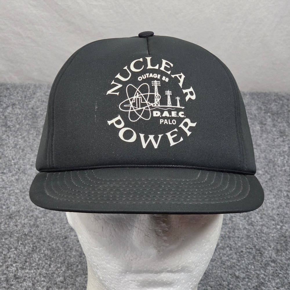 Vintage Nuclear Power Trucker Hat Black 1988 Outage DAEC 80s Industrial Workwear